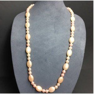 VTG Pop Bead Necklace Peach Pink Pearl Adjustable Retro